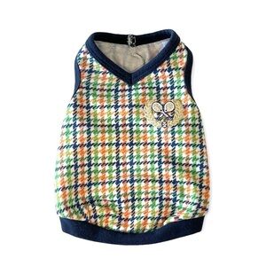 Ruff Ruff Couture Wimbledon Houndstooth Tennis Dog Tank Multicolor XS